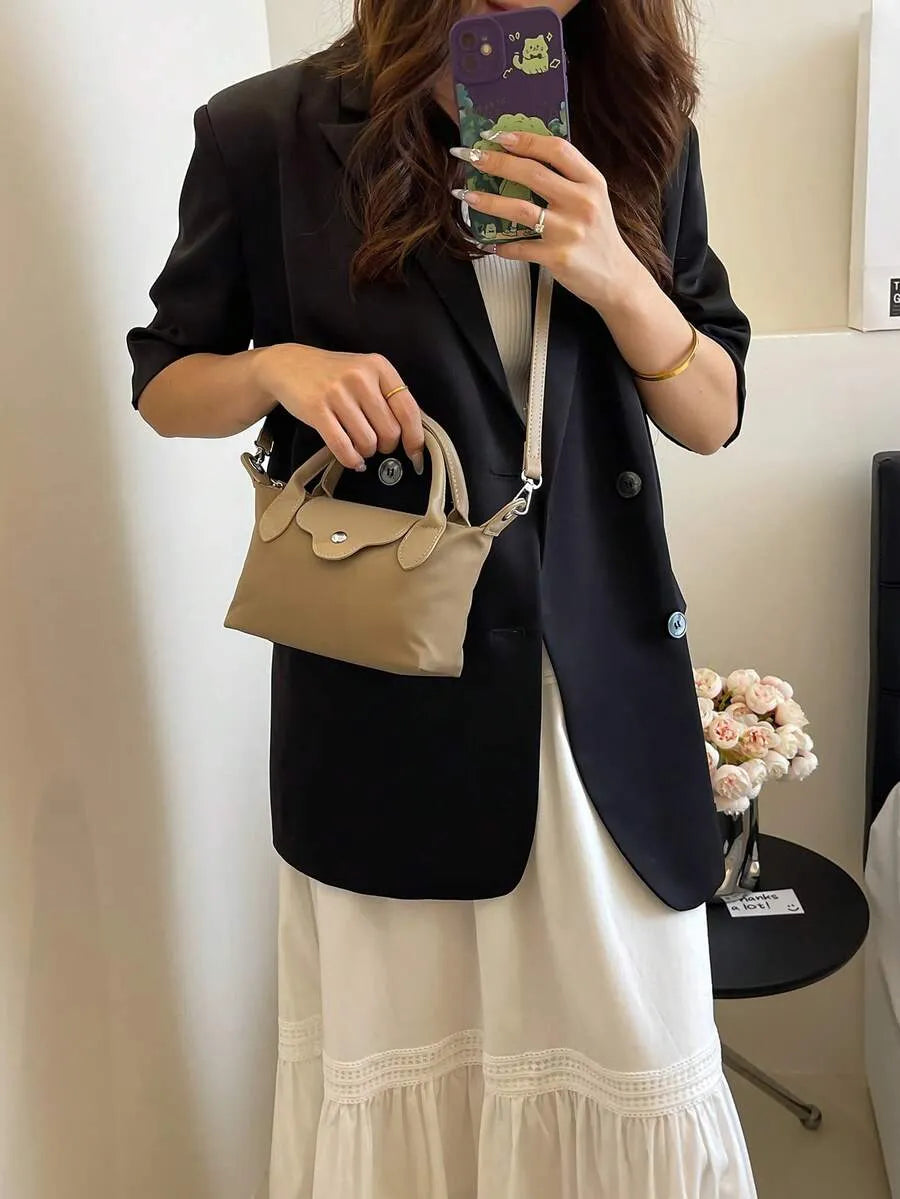 SHEIN حقيبة يد وكتف كاجوال من النايلون بتصميم كتلة لون