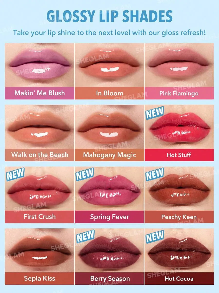 SHEIN SHEGLAM Pout-Perfect Berry Season ملمع شفاه لامع بلون