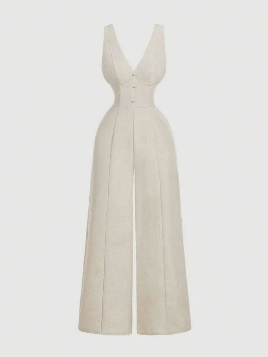 SHEIN MOD بدلة قفز بياقة على شكل حرف V عميق