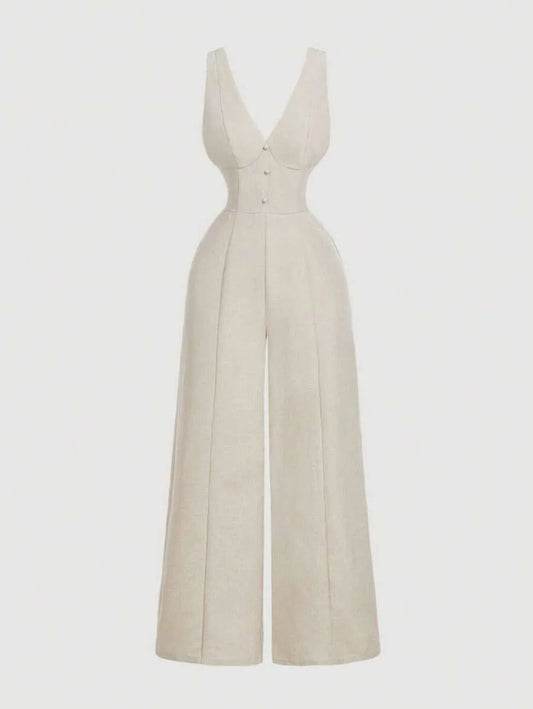 SHEIN MOD بدلة قفز بياقة على شكل حرف V عميق