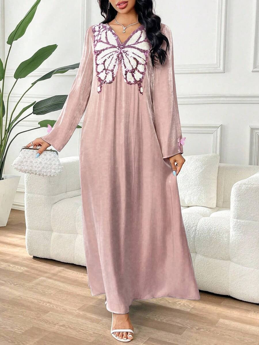 SHEIN Yasmyna جلابية قفطان ماكسي تركي للنساء