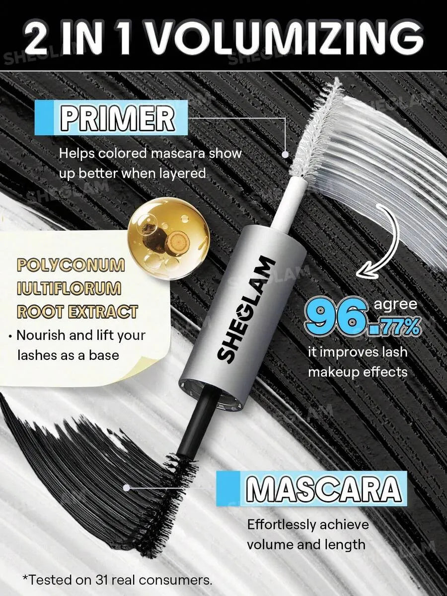 SHEIN SHEGLAM All-In-One برايمر وماسكارا لإطالة وتكثيف الرموش بلون أسود