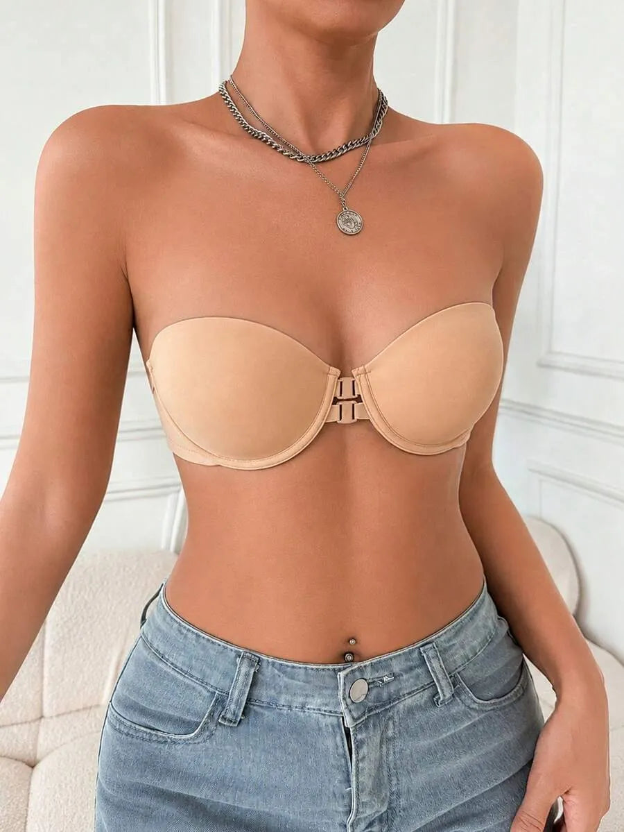 SHEIN حمالة صدر سلكية بدون حمالات بوش أب بإغلاق أمامي وحشوة