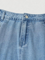 SHEIN MOD تنورة جينز طويلة فضفاضة زرقاء