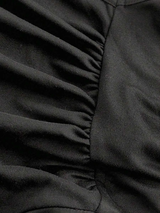 SHEIN MOD جمبسوت رمادي داكن بكشكشة جانبية وحزام خصر من