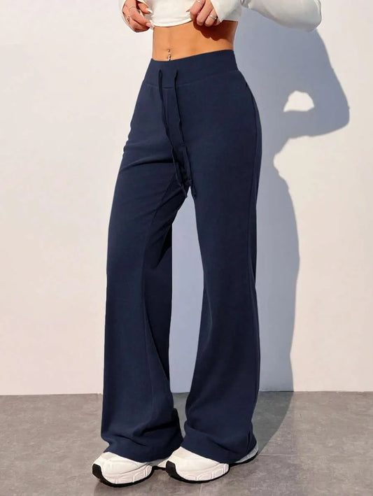 SHEIN EZwear بنطال حراري نسائي بلون أزرق بحري