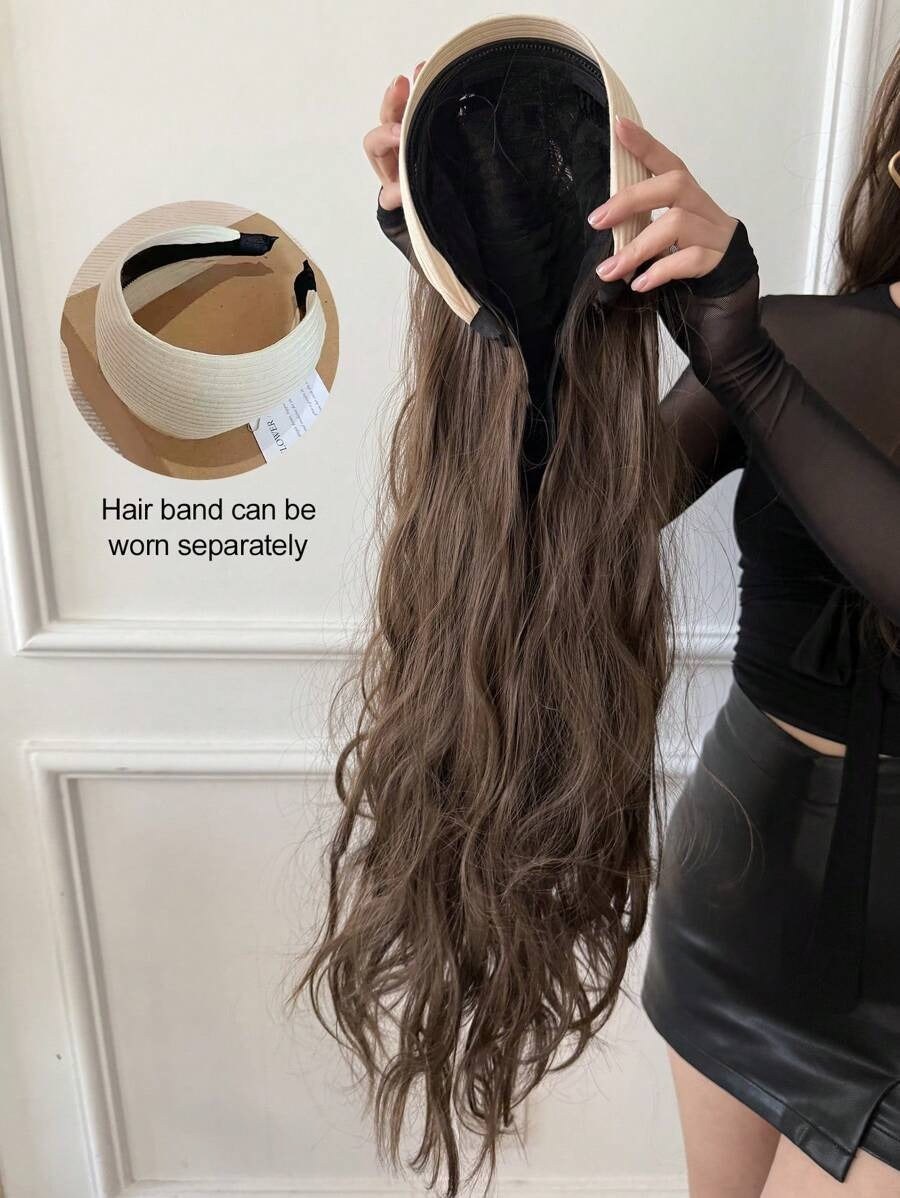 SHEIN باروكة شعر طويلة بعصابة رأس بتموج ناعم