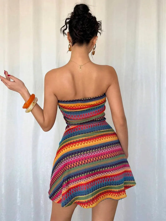 SHEIN Raffinéa فستان كروب قصير كريستالي معقود