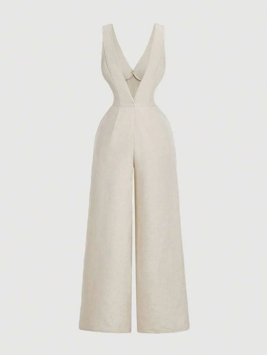 SHEIN MOD V بدلة قفز بياقة على شكل حرف