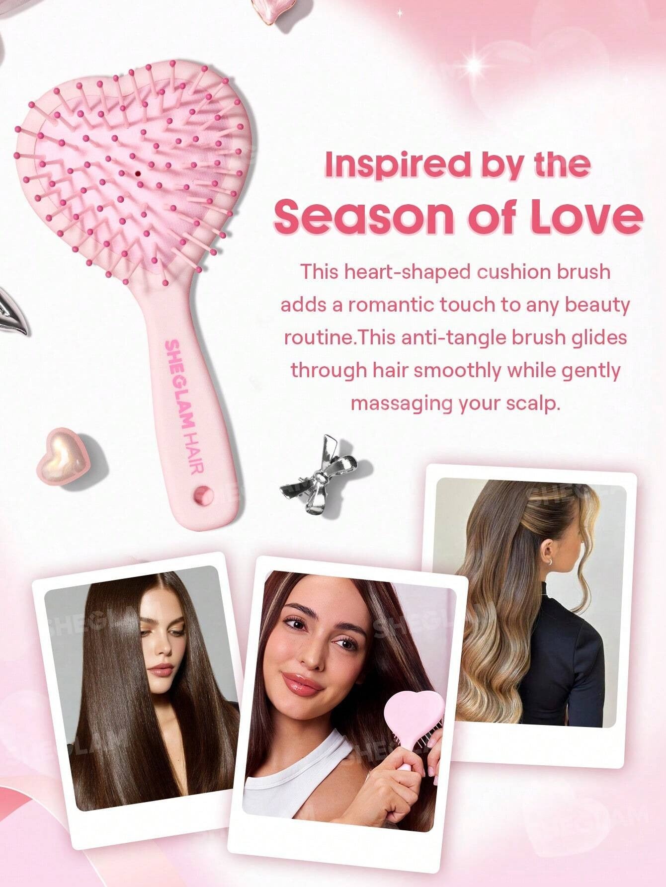 SHEIN SHEGLAM HAIR فرشاة مرنة لفك التشابك وتدليك فروة الرأس