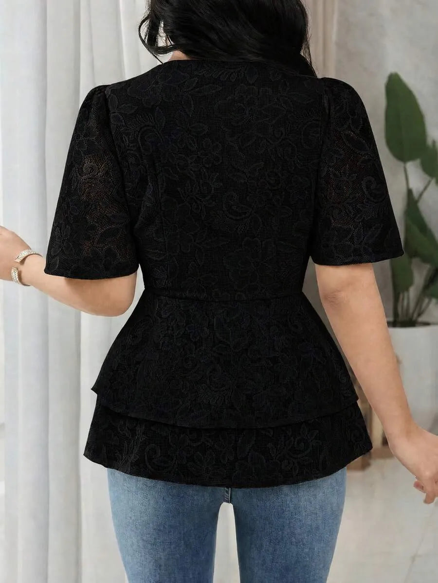 SHEIN Louniche قميص كاجوال بلون واحد بأكمام طويلة وأزرار أمامية