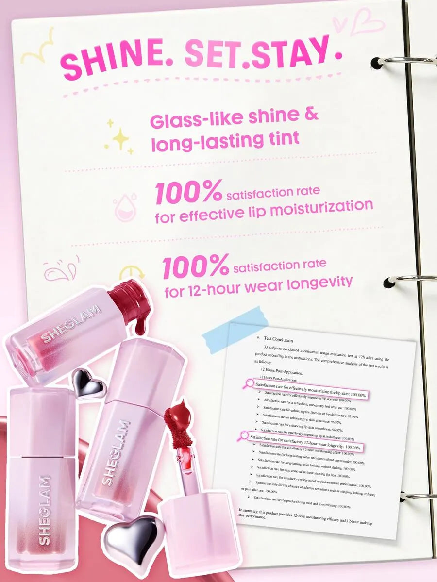 SHEIN SHEGLAM Glazed & Locked صبغة شفاه لامعة 131
