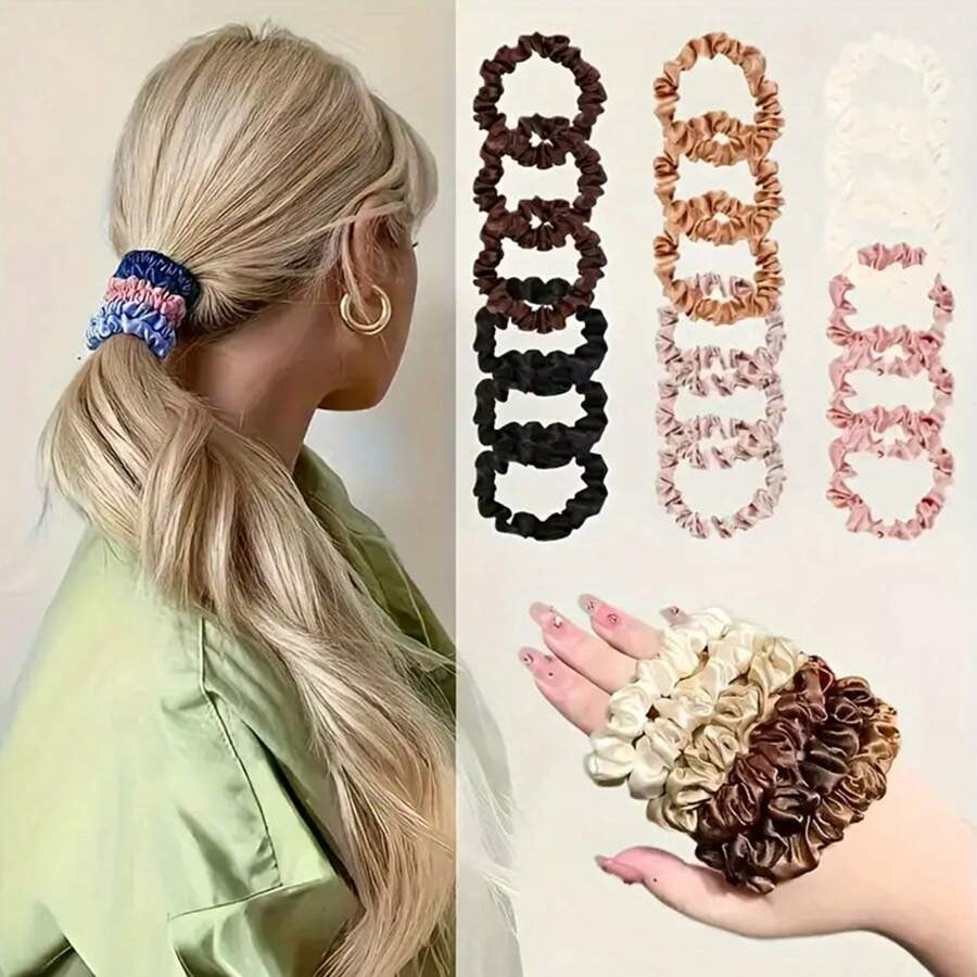 SHEIN ربطات شعر حريرية أنيقة  ألوان موحدة وملمس ناعم