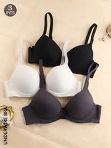SHEIN طقم 3 حمالات صدر نسائية بسلك داعم وحمالات قابلة للتعديل، متعددة الألوان