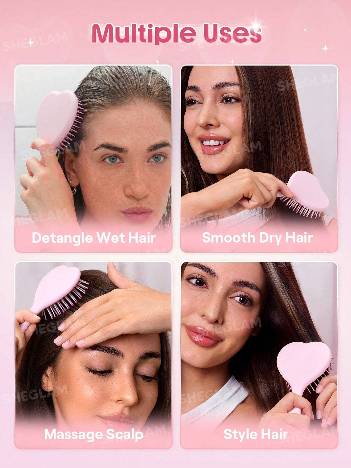 SHEIN SHEGLAM HAIR فرشاة مرنة لفك التشابك وتدليك فروة الرأس