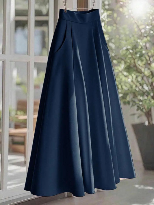 SHEIN  Franclia تنورة طويلة بكسرات وخصر عالي أنيقة من