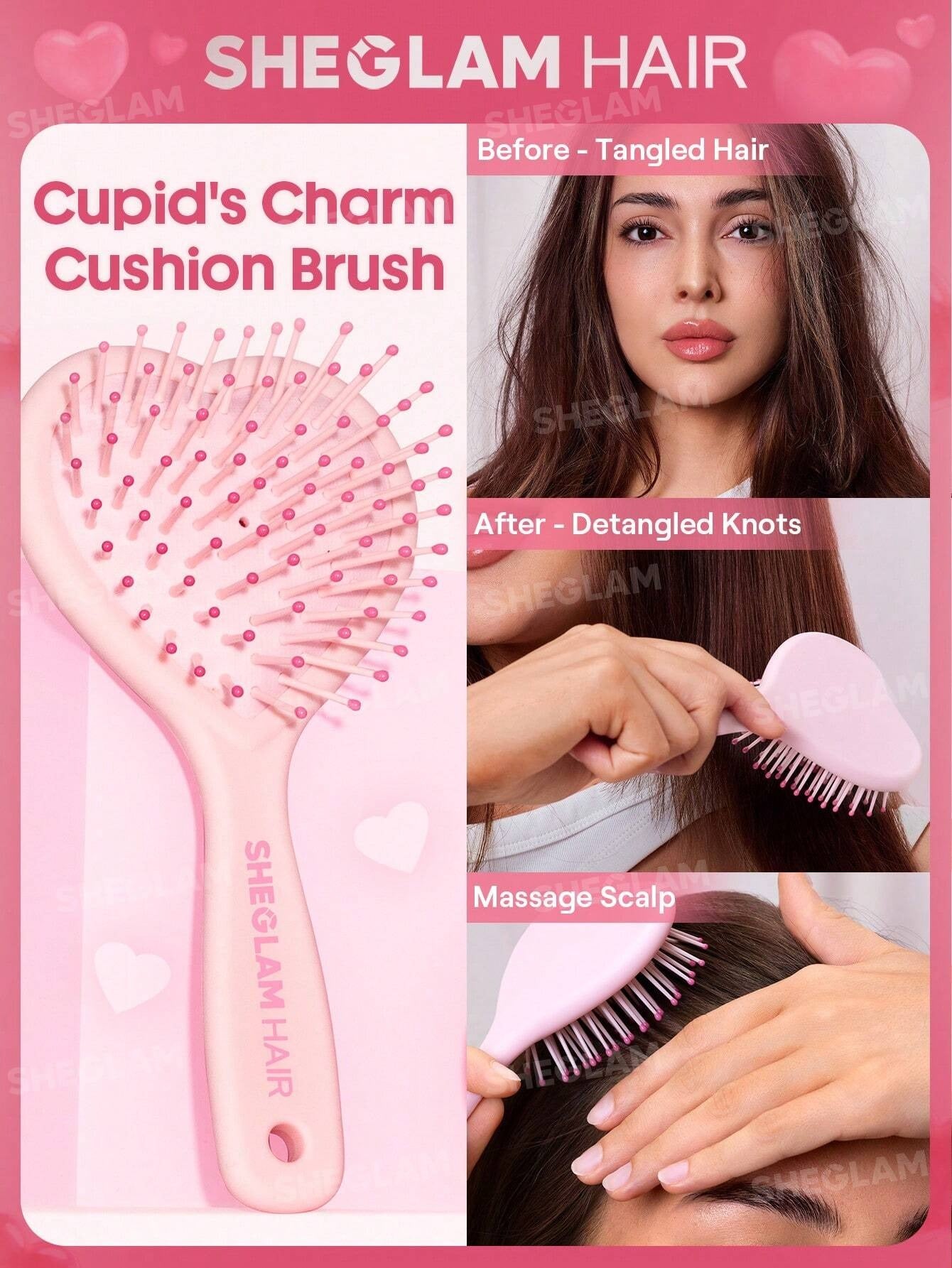 SHEIN SHEGLAM HAIR فرشاة مرنة لفك التشابك وتدليك فروة الرأس