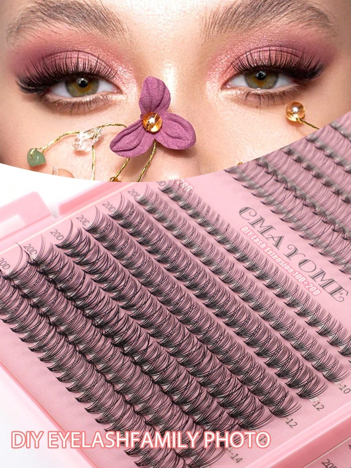 SHEIN DIY طقم 640 قطعة رموش عنقودية بأطوال مختلفة كثيفة