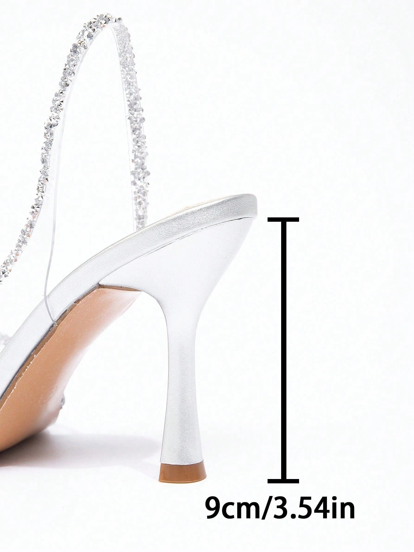 SHEIN صندل نسائي بكعب عالي رفيع بلون فضي لامع
