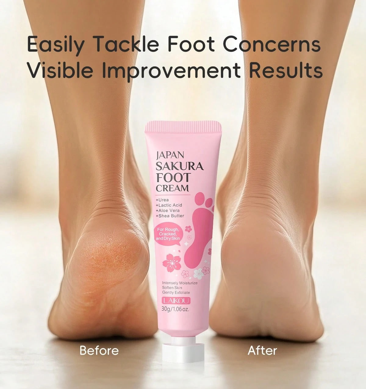 LAIKOU مجموعة كريم يد وقدم 2 قطعة بزهر الكرز مرطب ومغذي ومضاد للتجاعيد