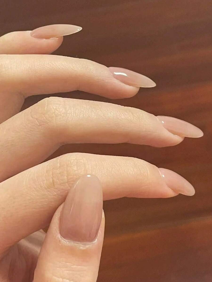 SHEIN طقم أظافر صناعية 24 قطعة مستطيلة مع غراء ومبرد