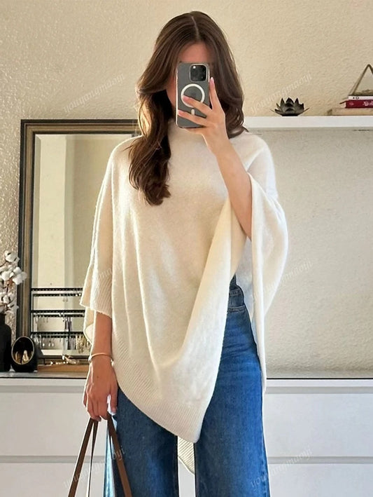 SHEIN كنزة شال فضفاضة بيج ناعم