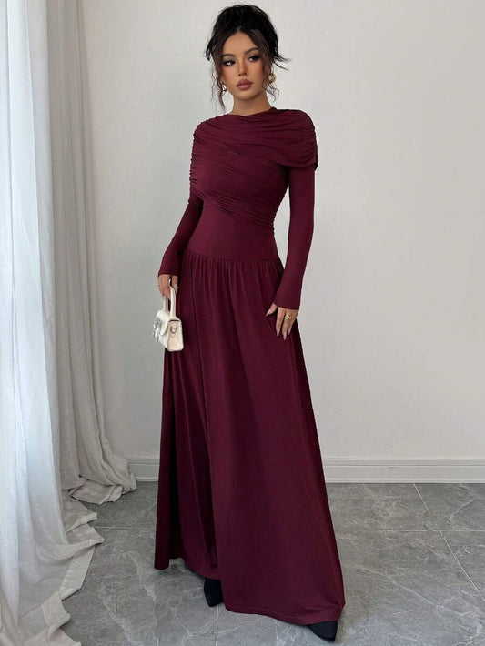 SHEIN فستان ماكسي عنابي