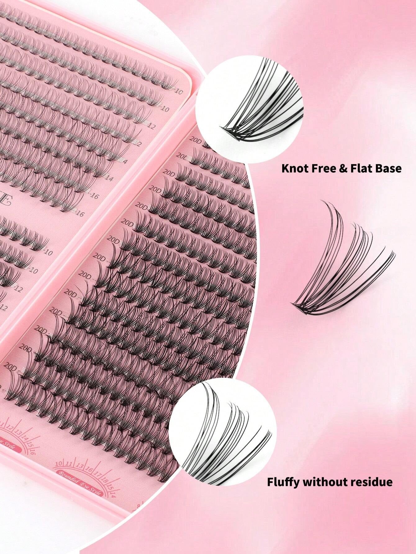 SHEIN DIY طقم 640 قطعة رموش عنقودية بأطوال مختلفة كثيفة