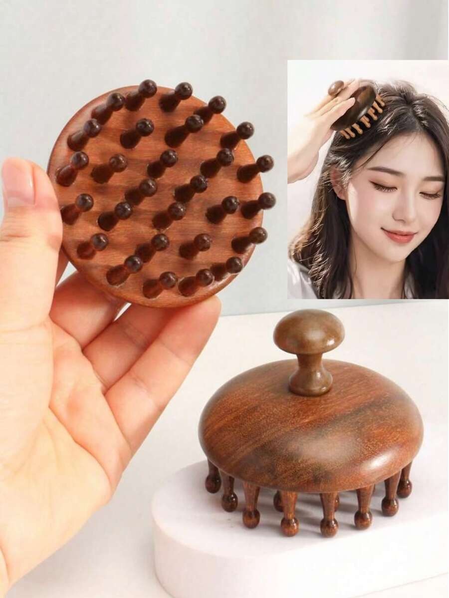 SHEIN أداة تدليك خشبية للرأس من خشب الصندل الطبيعي