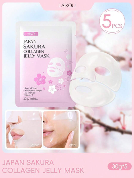 LAIKOU مجموعة أقنعة وجه جيلي الكولاجين اليابانية – 5 قطع