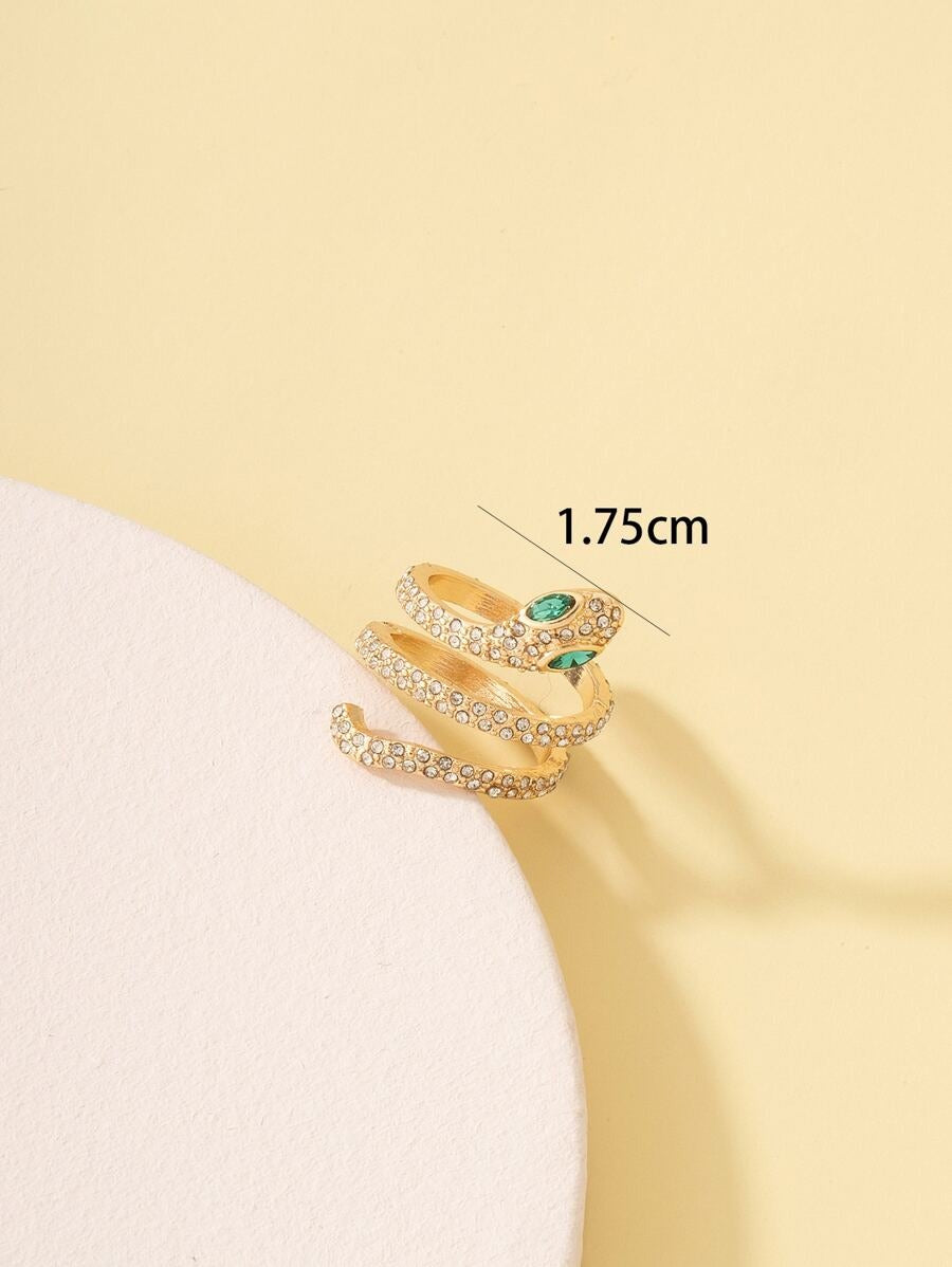 SHEIN خاتم ذهبي بتصميم ثعبان مزين بحجر الراين