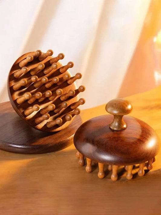 SHEIN أداة تدليك خشبية للرأس من خشب الصندل الطبيعي