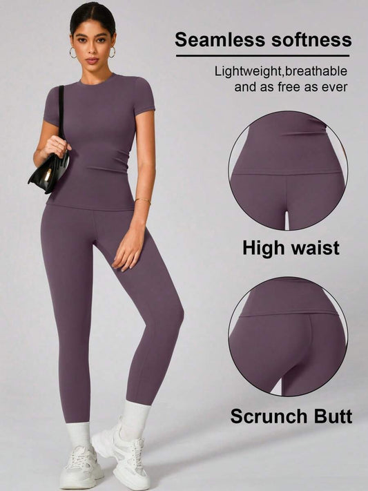 SHEIN طقم رياضي نسائي بلون أرجواني