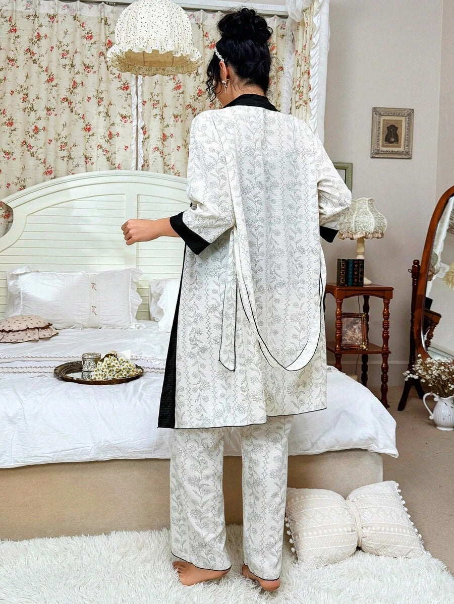SHEIN  CottageSlumber طقم نوم من 3 قطع أنيق وناعم