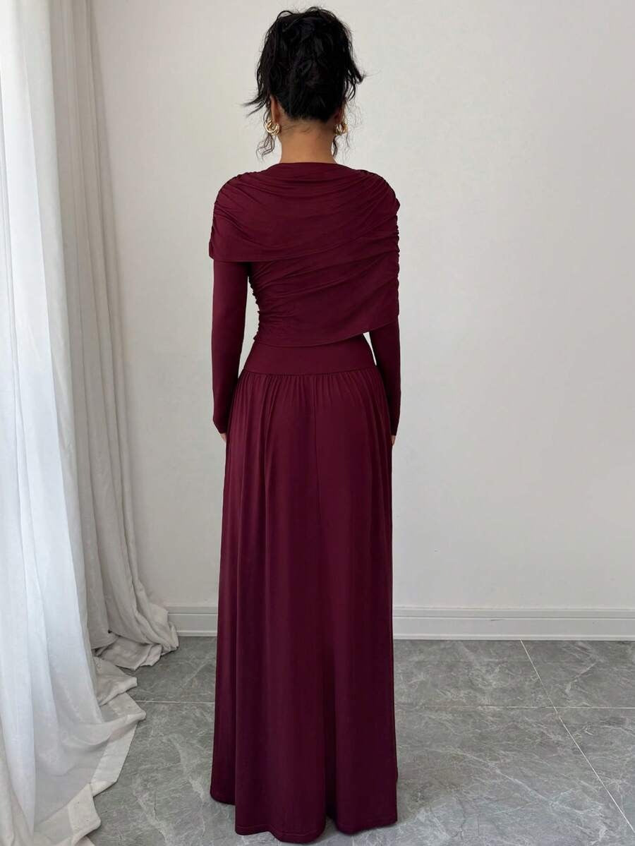 SHEIN فستان ماكسي عنابي