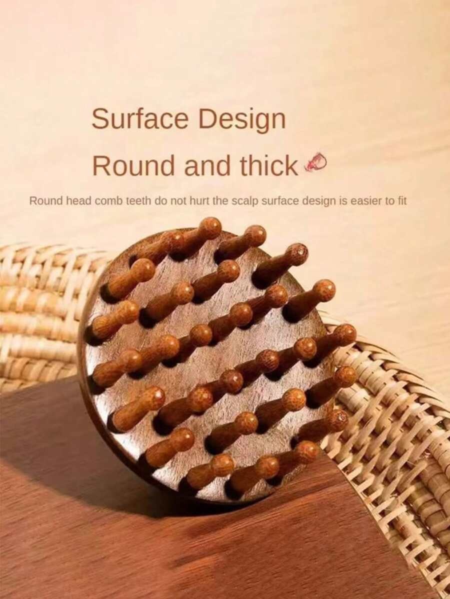 SHEIN أداة تدليك خشبية للرأس من خشب الصندل الطبيعي