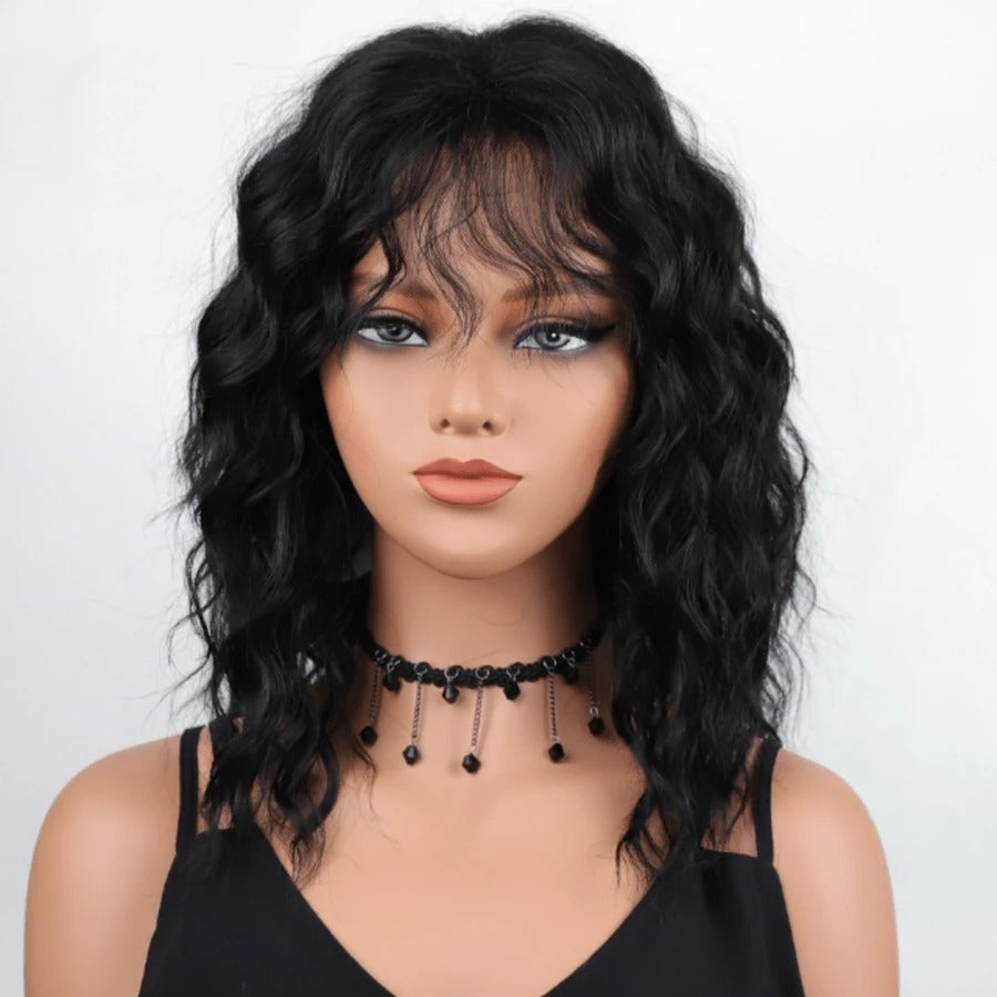 SHEIN باروكة شعر مجعد متوسط الطول بتموج بودي ويف