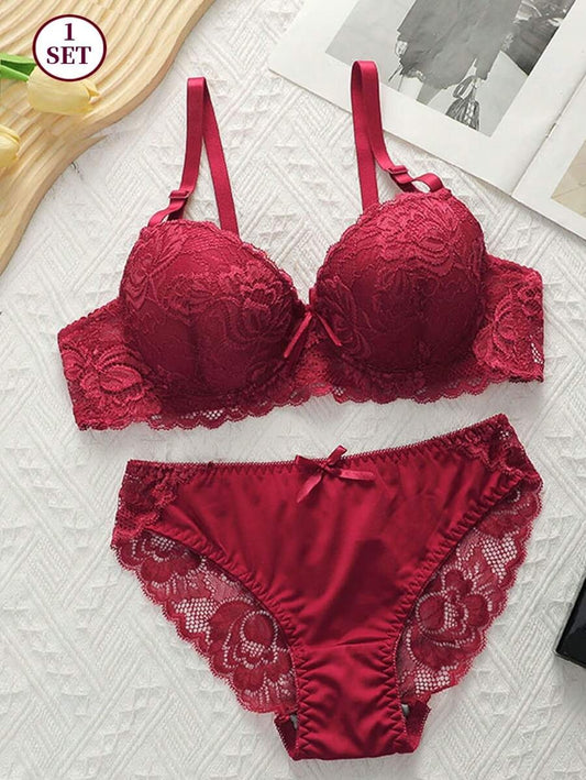 SHEIN  طقم ملابس داخلية عنابي أنيق