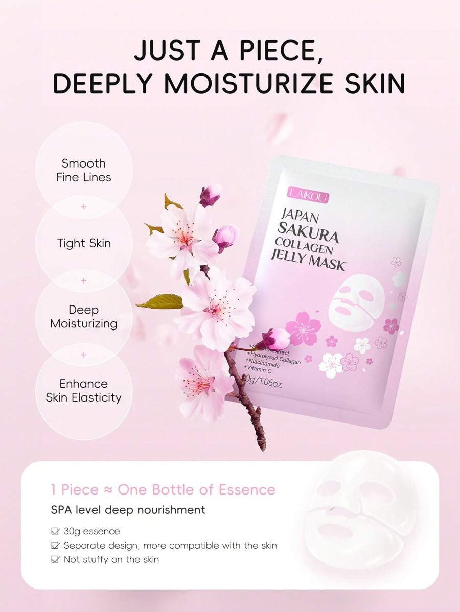 LAIKOU مجموعة أقنعة وجه جيلي الكولاجين اليابانية – 5 قطع