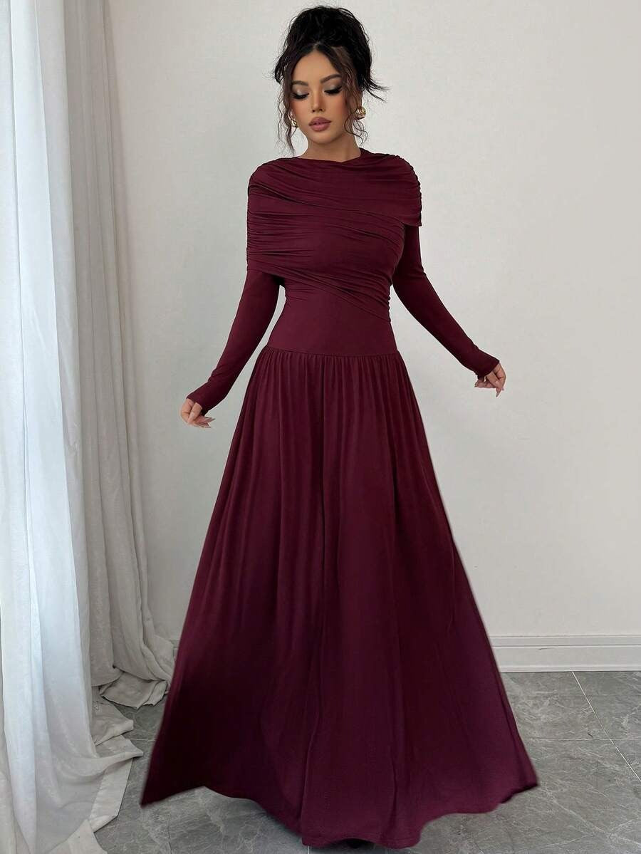 SHEIN فستان ماكسي عنابي