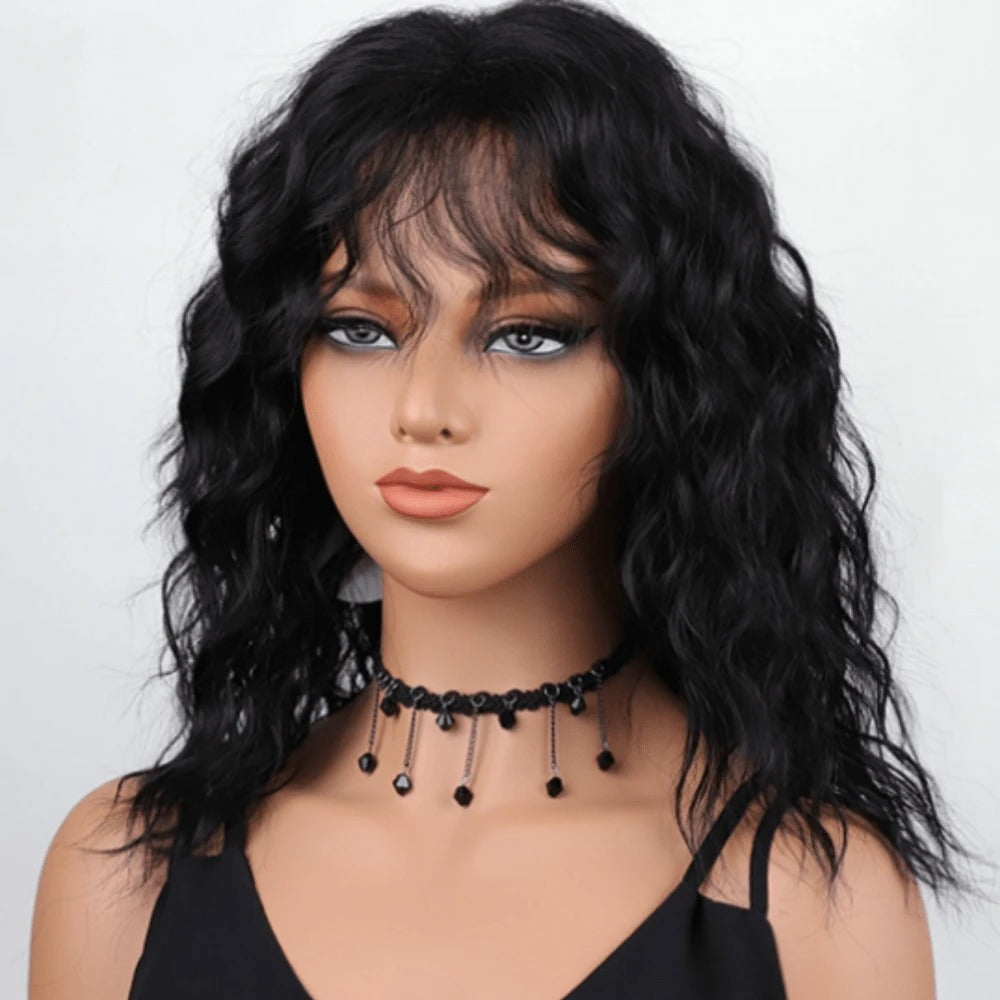 SHEIN باروكة شعر مجعد متوسط الطول بتموج بودي ويف