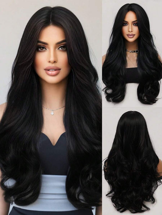 SHEIN باروكة شعر طويلة مجعدة بلون أسود