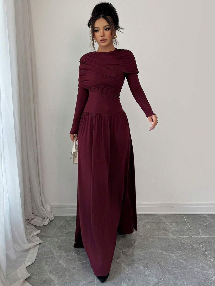 SHEIN فستان ماكسي عنابي