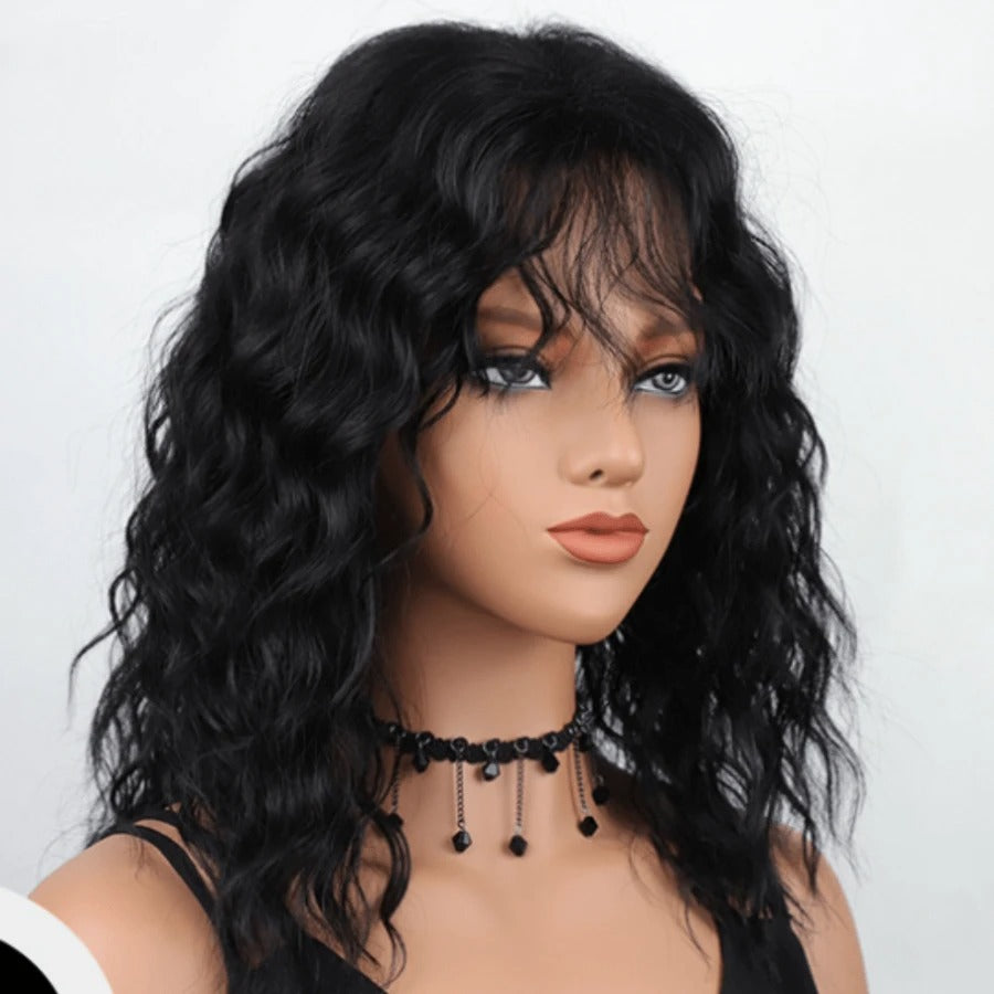 SHEIN باروكة شعر مجعد متوسط الطول بتموج بودي ويف