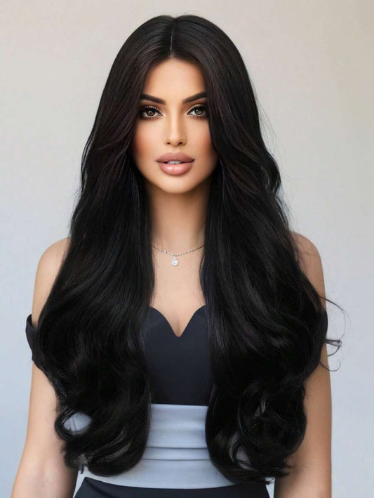 SHEIN باروكة شعر طويلة مجعدة بلون أسود
