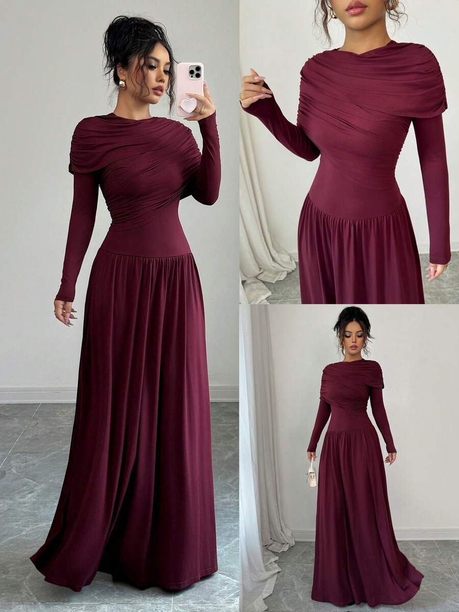 SHEIN فستان ماكسي عنابي