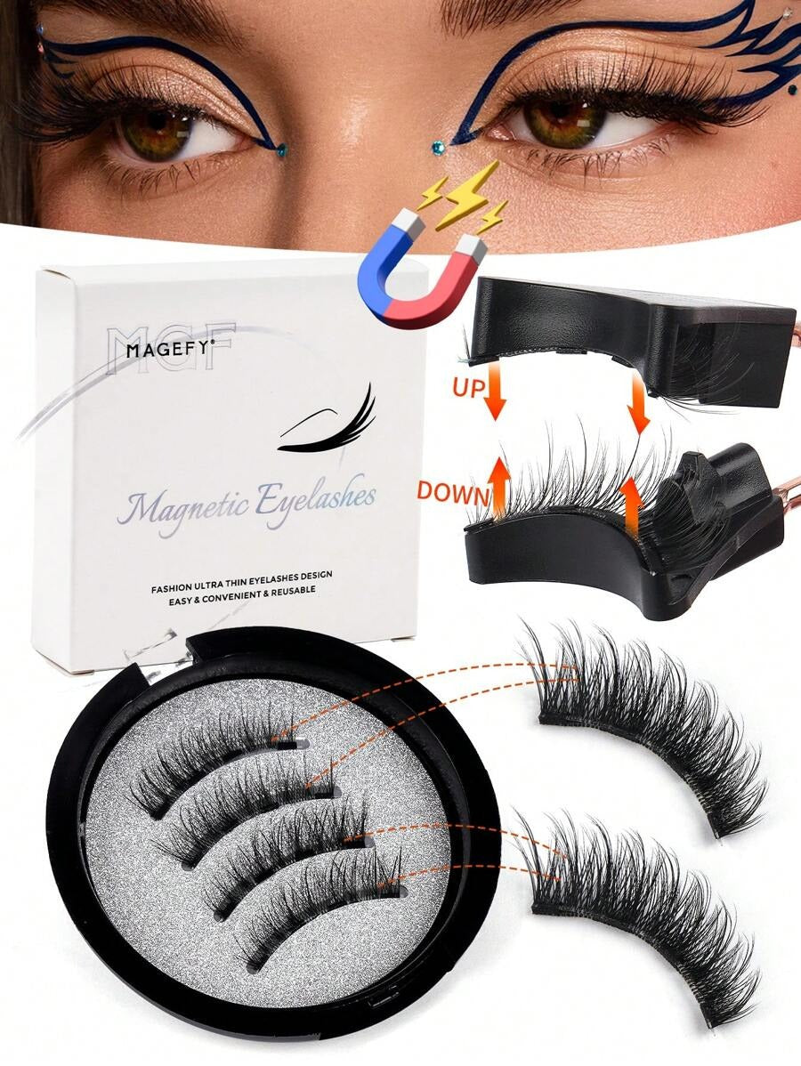 SHEIN MAGEFY 3D زوج رموش ناعمة وخفيفة مغناطيسية مانجا