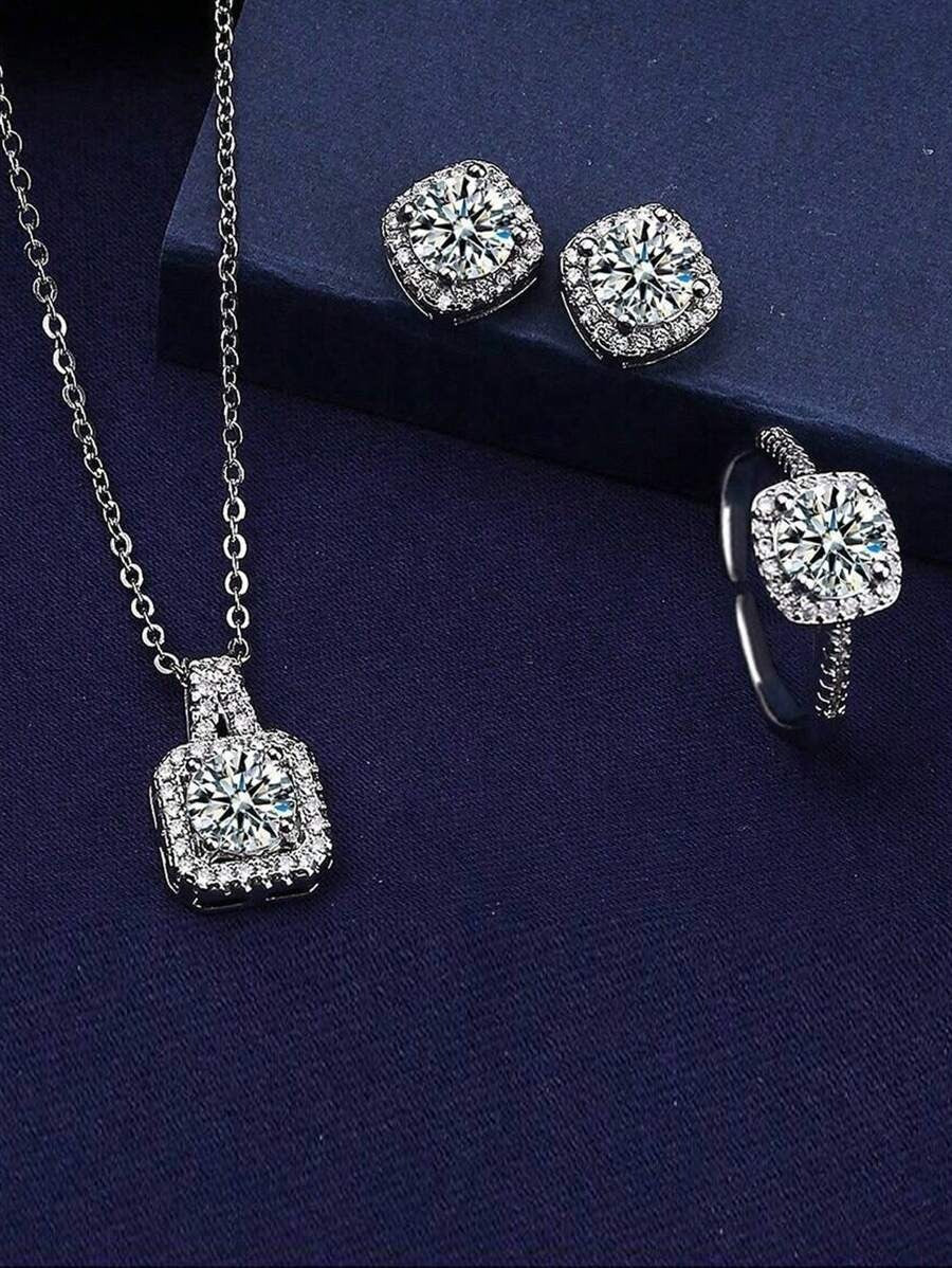 SHEIN طقم مجوهرات أنيق – قلادة، أقراط، وخاتم