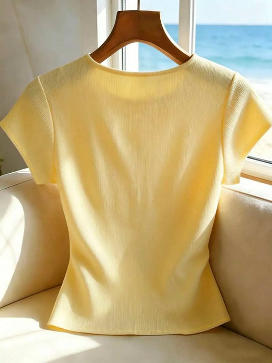 SHEIN Franclia بلوزة نسائية بفيونكات جانبية أنيقة