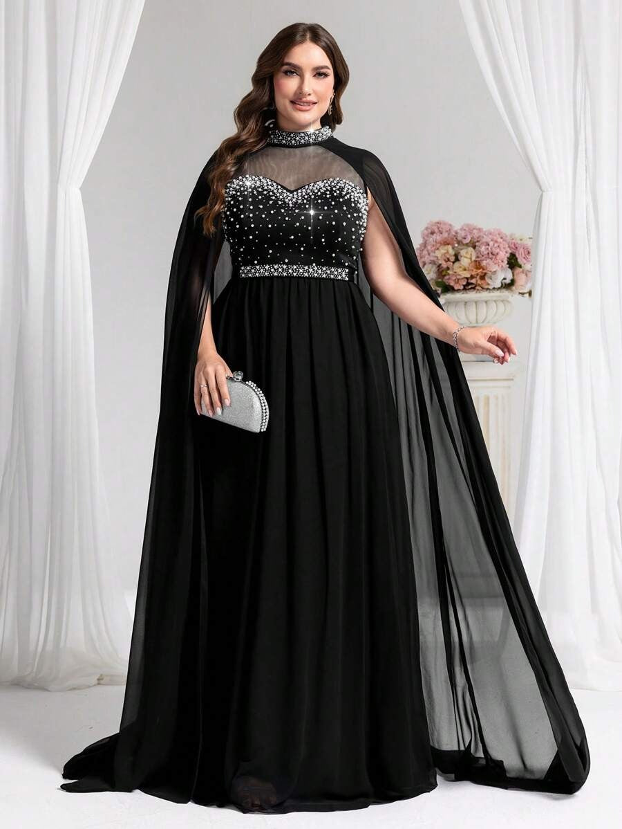 SHEIN فستان سهرة رسمي مطرز للنساء بستايل واسع وأنيق